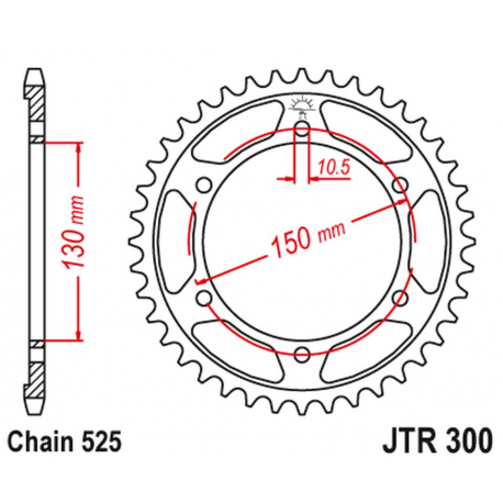 JT ZĘBATKA TYLNA 300 48 HONDA XL600V TRANSALP '87-'99, XL700V '08-'13 (JTR300.48ZBK)* (ŁAŃC. 525) KOLOR CZARNY