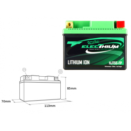 ELECTHIUM AKUMULATOR LITOWO-JONOWY ZE WSKAŹNIKIEM NAŁADOWANIA HJT5S-FP (113X70X85) (YTZ5S, YTX4L-BS, YTX5L-BS) (WAGA 0,5KG)