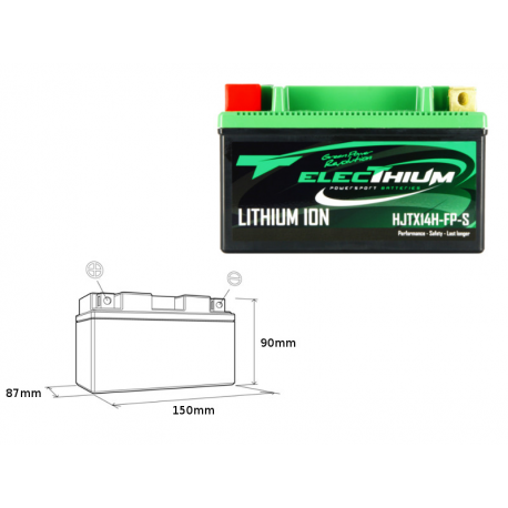 ELECTHIUM AKUMULATOR LITOWO-JONOWY ZE WSKAŹNIKIEM NAŁADOWANIA HJTX14H-FP-S (150X87X90) (YTX14-BS, YTX14H-BS, HVT-8) (WAGA 1,1KG)