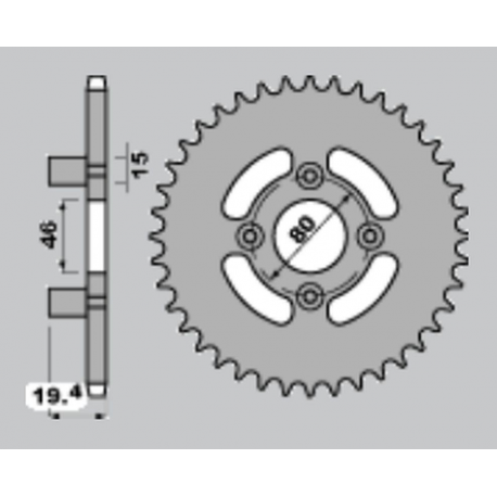 CHT ZĘBATKA TYLNA 319 46 APRILIA ET 50 82-85 (319-46) (ŁAŃC.415)