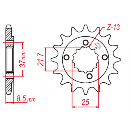 GROSSKOPF PROMOCJA ZĘBATKA PRZEDNIA 350 14 HONDA XR 600 '91-'00, POLARIS 500 '03-'07, TRX 400 X/EX '05-'14 (JTF1309.14)