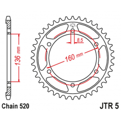 JT ZĘBATKA TYLNA 3552 47 BMW F650 APRILIA PEGASO 650 '92-'04 (JTR5.47ZBK)* (ŁAŃC. 520) KOLOR CZARNY