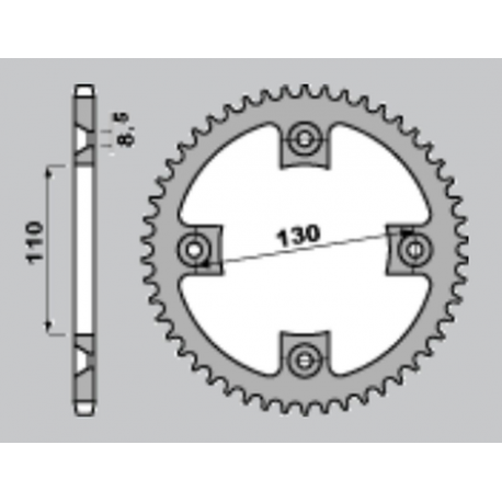 GROSSKOPF PROMOCJA ZĘBATKA TYLNA ALUMINIOWA 4306 50 HONDA CR 85 '03-'07, CRF 150 '07-'22 KOLOR CZARNY