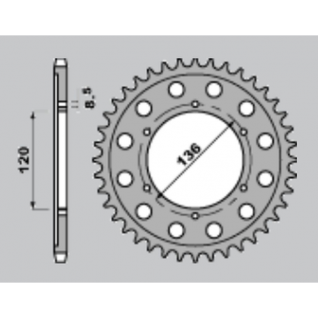 JR ZĘBATKA TYLNA 4324 51 YAMAHA TZR 125 RR '96-'00, TZR 80R '96