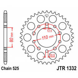 JT ZĘBATKA TYLNA 4350 40 HONDA CB 500 '94-'03, CB 750F '93-'03 (JTR1332.40ZBK)* (ŁAŃC. 525) KOLOR CZARNY