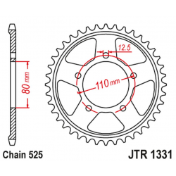 JT ZĘBATKA TYLNA 4350 42 HONDA CRF 1000 AFRICA TWIN / DCT / ADVENTURE SPORT '16-18 (JTR1331.42)* (ŁAŃC. 525) KOLOR CZARNY