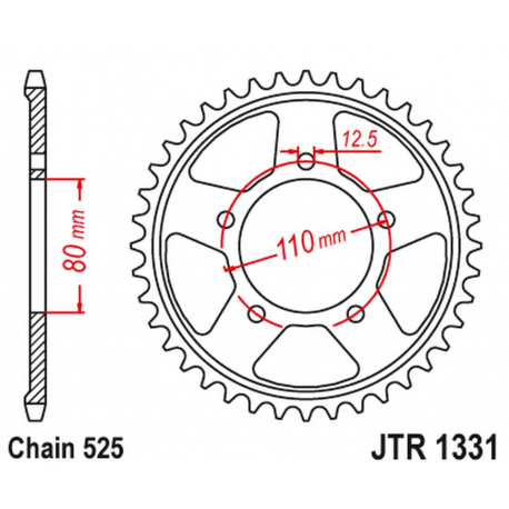 JT ZĘBATKA TYLNA 4350 42 HONDA CRF 1000 AFRICA TWIN / DCT / ADVENTURE SPORT '16-18 (JTR1331.42)* (ŁAŃC. 525) KOLOR CZARNY