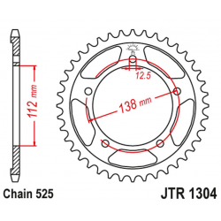 JT, rozeta 4357 41 Honda VT750C '98-'07, CBF 500 '04-'08 (PC39) (JTR1304.41ZBK) (řetěz 525), černá barva,