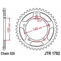 JT ZĘBATKA TYLNA 4398 45 SUZUKI GSXR 600 '01-'05, GSXR 750 '06-'10 TRIUMPH 600/650 CAYTONA '03-'05 (439845JT) (ŁAŃC. 525)