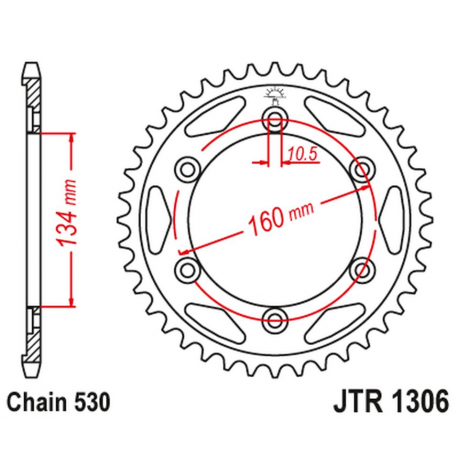 JT ZĘBATKA TYLNA 4399 42 HONDA CBR 1000RR '06-'16, CBR 900RR '00-'03 (JTR1306.42ZBK) (ŁAŃC. 530) KOLOR CZARNY