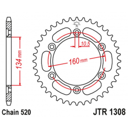 JT ZĘBATKA TYLNA 4400 45 ALUMINIOWA HONDA CBR 600/900/929/954/1000 (440045JTA) (ŁAŃC. 520)