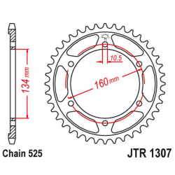 JT ZĘBATKA TYLNA 4405 41 HONDA CBR 600RR '07-'16 (JTR1307.41ZBK) (ŁAŃC. 525) KOLOR CZARNY