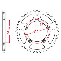 GROSSKOPF PROMOCJA ZĘBATKA TYLNA ALUMINIOWA KOLOR SREBRNY 4552 50 KTM SX 65 '04-'11, SX 65 '12-'21 (+2) (JTR894.50)