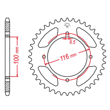 GROSSKOPF PROMOCJA ZĘBATKA TYLNA ALUMINIOWA KOLOR SREBRNY 467 54 KAWASAKI KX 80 '98-'00, KX 85 '01-'20, KX 100 '00-'21 (JTR461.5