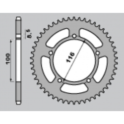 GROSSKOPF PROMOCJA ZĘBATKA TYLNA ALUMINIOWA KOLOR SREBRNY 464 51 KAWASAKI KX 60 '83-'03, KX 80 '83-'85, SUZUKI RM 60 K3 '03 (ŁAŃ