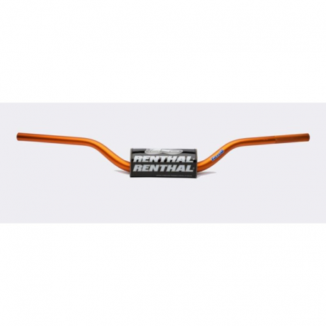 RENTHAL KIEROWNICA 1,1/8 CALA (28,6MM) MX FATBAR ORANGE HONDA CR/CRF, KAWASAKI KX/KXF KOLOR POMARAŃCZOWY Z GĄBKĄ