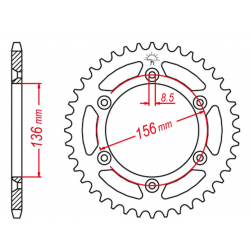 GROSSKOPF PROMOCJA ZĘBATKA TYLNA ALUMINIOWA KOLOR CZERWONY 702 48 HUSQVARNA CR/WR/TE/TC '90-'13, BETA 450/498/520 RR '05-'14, GA