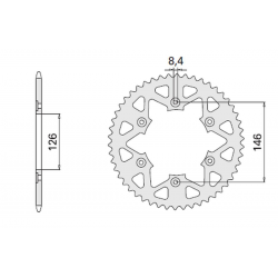 CHT ZĘBATKA TYLNA ALUMINIOWA (ERGAL) 808 48 (80848) KOLOR SREBRNY SUZUKI DR/RM/RMZ (JTR808.48) (ŁAŃC.520)