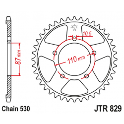 JT ZĘBATKA TYLNA 824 47 SUZUKI GSF 600 95-04, GSF 650 05-06 (JTR829.47ZBK)* (ŁAŃC. 530) KOLOR CZARNY