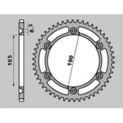 CHT WYPRZEDAŻ ZĘBATKA TYLNA ALUMINIOWA T7075 (ERGAL) 896 48 KTM 600 LC4 ENDURO (88-89), 125 ENDURO (89) (ŁAŃC. 520) KOLOR SREBRN