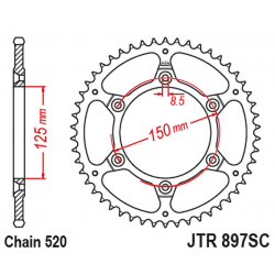 JT ZĘBATKA TYLNA 899 48 KTM SX/EXC ULTRALIGHT SAMOOCZYSZCZAJĄCA (JTR897.48SC)* (ŁAŃC. 520)