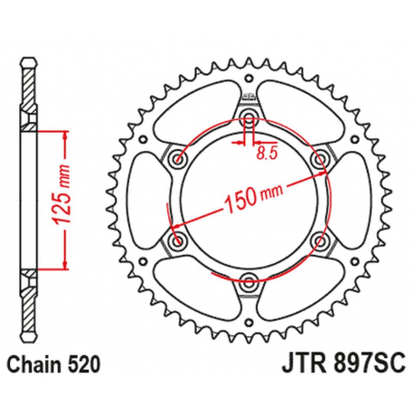 JT ZĘBATKA TYLNA 899 50 KTM SX/EXC ULTRALIGHT SAMOOCZYSZCZAJĄCA (JTR897.50SC)* (ŁAŃC. 520)