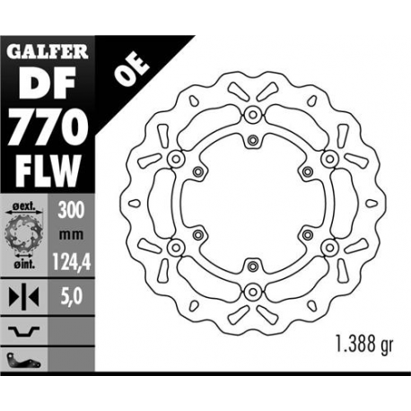 GALFER TARCZA HAMULCOWA PRZÓD KTM 950/990 ADVENTURE '02-'11, LC4 620/640/660/690 (300X124,4X5) WAVE