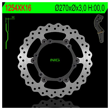 NG TARCZA HAMULCOWA PRZÓD Z ADAPTEREM OVERSIZE KTM / HUSABERG 270X3 (NG1254XK16) WAVE PŁYWAJĄCA