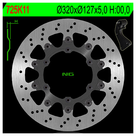 NG TARCZA HAMULCOWA PRZÓD Z ADAPTEREM OVERSIZE (320X127X5) KTM SX/SXF/EXC/EXCF 125-530 '09-'17 (NG725K11)