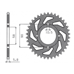 SUNSTAR ZĘBATKA TYLNA 279 44 HONDA XL 125V VARADERO '01-'13, KTM 200 DUKE '12-'14, 125 DUKE '11-'13 (JTR273.44) (ŁAŃC. 520) (279