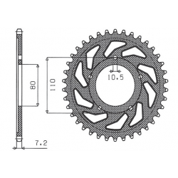 SUNSTAR ZĘBATKA TYLNA 4350 37 HONDA GB 500 '89-'90, CMX 450 REBEL (JTR1332.37)* (ŁAŃC. 525) (133237JT)