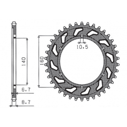 SUNSTAR ZĘBATKA TYLNA 502 44 KAWASAKI GPX 750R, GPZ 750/900/1100, ZRX/ZZR 1100 (JTR502.44) (ŁAŃC. 530) (50244JT)