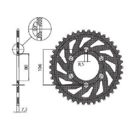 SUNSTAR ZĘBATKA TYLNA 3560 45 APRILIA SX 125 '08-'12, MX 125 '04-'07 (JTR22.45) (ŁAŃC. 520) (356045JT)