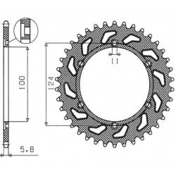 SUNSTAR ZĘBATKA TYLNA 1027 37 DUCATI 750SS '91-'98, 900 '92-'98 (JTR735.37) (ŁAŃC. 520) (102737JT)