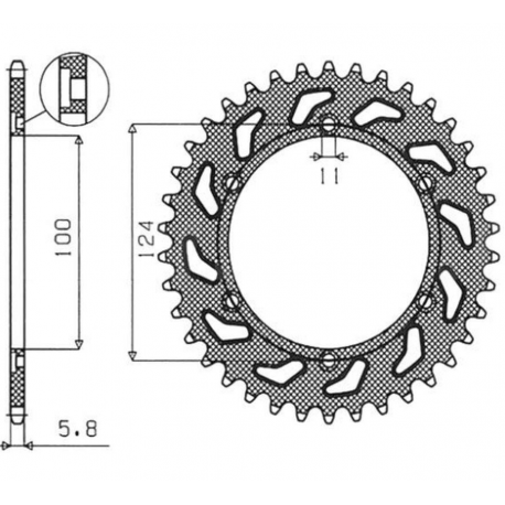 SUNSTAR ZĘBATKA TYLNA 1027 37 DUCATI 750SS '91-'98, 900 '92-'98 (JTR735.37) (ŁAŃC. 520) (102737JT)