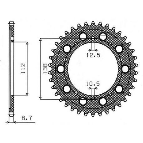 SUNSTAR ZĘBATKA TYLNA 4448 45 / 408 45 HONDA CBR 600F '91-'96, CBF 1000 '06-'10, CBR 1100 XX '97-'07 (SC35) (JTR1871.45) (JTR302