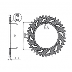 SUNSTAR ZĘBATKA TYLNA ALUMINIOWA (ERGAL) 270 49 YAMAHA YZ/YZF/WRF '99-'18 (JTR251.49) (ŁAŃC. 520) (27049JT) KOLOR CZARNY