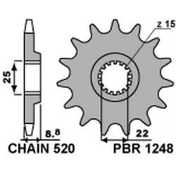 PBR ZĘBATKA PRZEDNIA 1248 13 KTM SX/EXC '91-'19 (JTF1901.13) (ŁAŃC. 520) (124813JT)