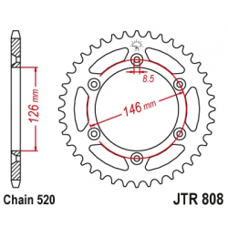 JT ZĘBATKA TYLNA 808 47 SUZUKI DRZ 400 00-09 ULTRALIGHT SAMOOCZYSZCZAJĄCA (80847JTSC) (ŁAŃC. 520)