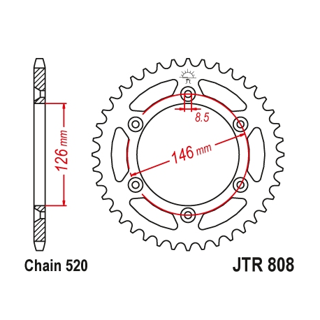 JT ZĘBATKA TYLNA 808 47 SUZUKI DRZ 400 00-09 ULTRALIGHT SAMOOCZYSZCZAJĄCA (80847JTSC) (ŁAŃC. 520)