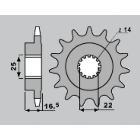 SUNSTAR ZĘBATKA PRZEDNIA 2114 15 DUCATI 848 '08-13, 749 '03-'06, HYPERMOTARD 1100 '07-12, MONSTER 1100 '09-13, 1198 '09-11 (JTF7