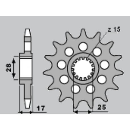 SUNSTAR ZĘBATKA PRZEDNIA 2249 15 DUCATI PANIGALE 1199/1299 '12-'16 (JTF749.15) (ŁAŃC.525) (224915)