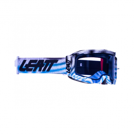 LEATT (nowy kod 2022) GOGLE VELOCITY 5.5 GOGGLE ZEBRA BLUE BLUE 70% - KOLOR BIAŁY/NIEBIESKI/CZARNY SZYBKA LUSTRZANA NIEBIESKA