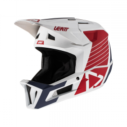 LEATT (2022) KASK ROWEROWY MTB GRAVITY 1.0 JUNIOR V22 HELMET ONYX KOLOR BIAŁY/CZERWONY/GRANATOWY ROZMIAR XS 53-54 CM