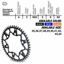 MOTO-MASTER ZĘBATKA TYLNA ALUMINIOWA T7075 (ERGAL) 4644 40 (464440) KTM SX 50/SX 50 MINI '02- , SX-E5 E-BIKE '19-, GASGAS MC 50