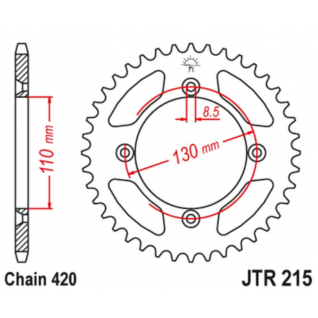 JT 2021/12 ZĘBATKA TYLNA 4306 48 ALUMINIOWA RACELITE HONDA CR 80/85 (430648JTA) (ŁAŃC. 420) KOLOR CZERWONY