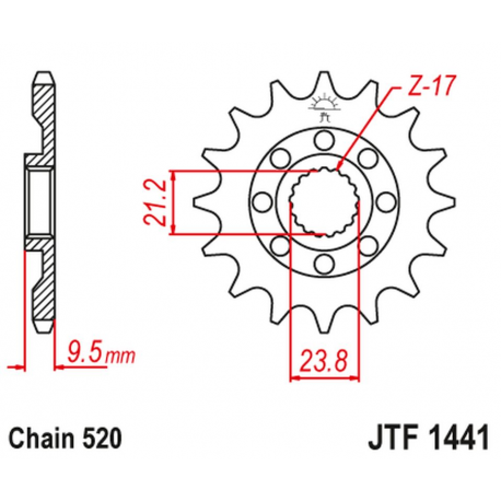 JT 2021/12 ZĘBATKA PRZEDNIA 2133 15 SUZUKI RMZ 450 '05-'12 (213315JT) (ŁAŃC. 520)