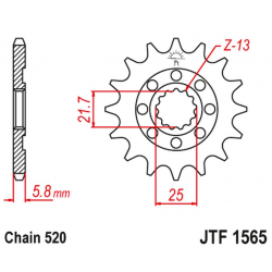 JT 2021/12 ZĘBATKA PRZEDNIA 2141 12 KAWASAKI KXF 450 '06-20' KLX 450 '08-20' (214112JT) (ŁAŃC. 520)