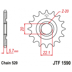 JT 2021/12 ZĘBATKA PRZEDNIA 2103 13 YAMAHA YZF 250 '01-'17, WR 250F '01-'17 (210313JT) (ŁAŃC. 520)