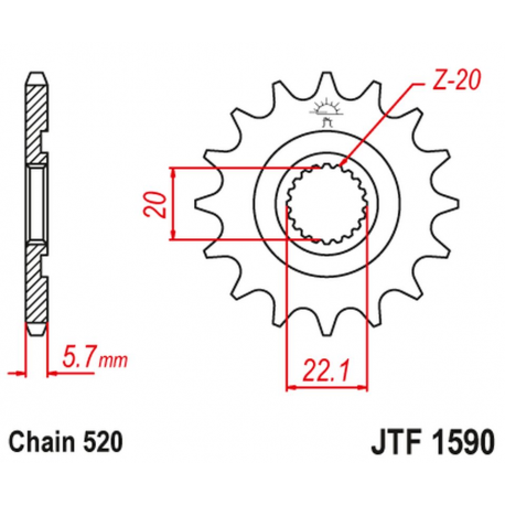 JT 2021/12 ZĘBATKA PRZEDNIA 2103 13 YAMAHA YZF 250 '01-'17, WR 250F '01-'17 (210313JT) (ŁAŃC. 520)